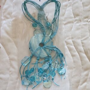 Chic Turquoise Beaded Necklace and Earring Set